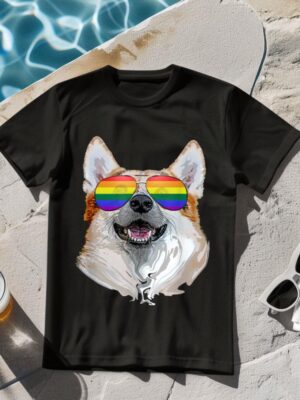 24hluxury– Corgi Dog Rainbow Sunglasses LGBT Pride T-Shirt