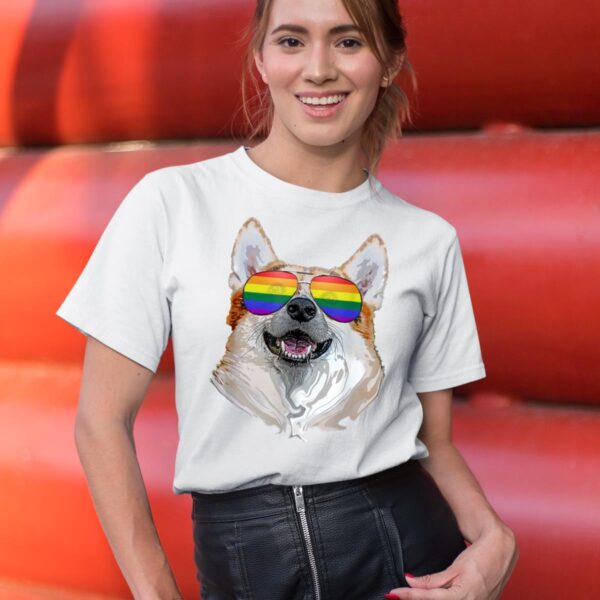 24hluxury– Corgi Dog Rainbow Sunglasses LGBT Pride T-Shirt