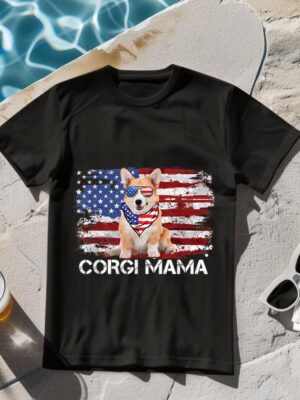 24hluxury– Corgi Mama American USA Flag T-Shirt