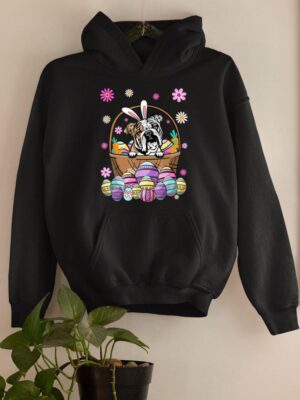 24hluxury– Bunny English Bulldog Dog Easter Eggs Hoodie