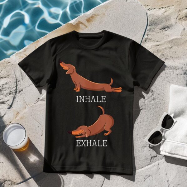 24hluxury– Dachshund Weiner Dog Yoga Inhale Exhale T-Shirt