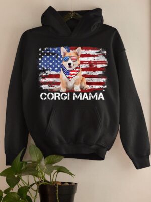24hluxury– Corgi Mama American USA Flag Hoodie