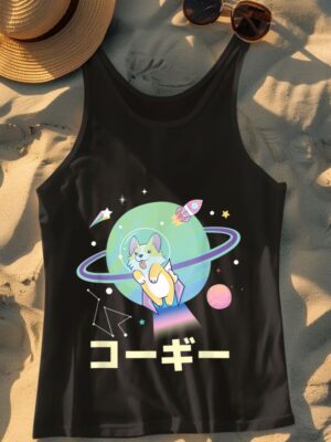 24hluxury– Astronaut Corgi Space Japanese Corgis Tank Top