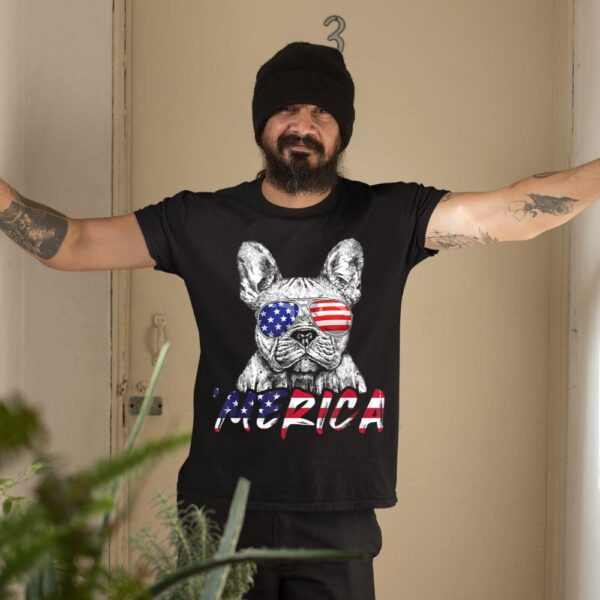 24hluxury– French Bulldog American USA Flag T-Shirt