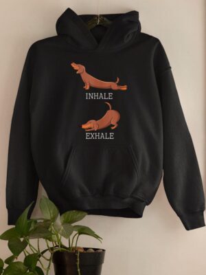 24hluxury– Dachshund Weiner Dog Yoga Inhale Exhale Hoodie