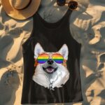 24hluxury– Corgi Dog Rainbow Sunglasses LGBT Pride Tank Top