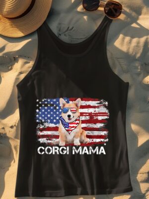 24hluxury– Corgi Mama American USA Flag Tank Top