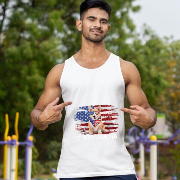 24hluxury– Corgi Mama American USA Flag Tank Top