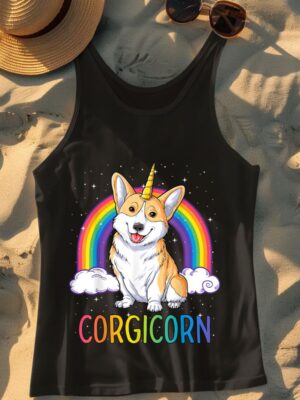 24hluxury– Corgicorn Corgi Unicorn Space Galaxy Tank Top