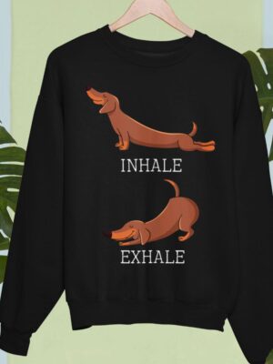 24hluxury– Dachshund Weiner Dog Yoga Inhale Exhale Sweatshirt
