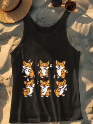 24hluxury– Cute Floss Dancing Corgi Puppies Dog Tank Top