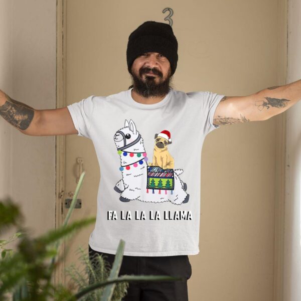 24hluxury– Pug Riding Llama Christmas T-Shirt