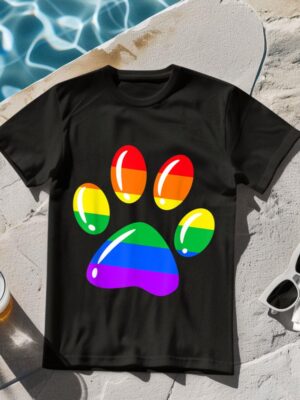 24hluxury– Rainbow Paw Print Dog Paw LGBT Pride T-Shirt
