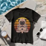 24hluxury– Retro Yoga Dog Pug Sunset T-Shirt
