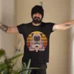24hluxury– Retro Yoga Dog Pug Sunset T-Shirt