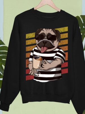 24hluxury– Pug Dog Drinking Coffee Sweatshirt