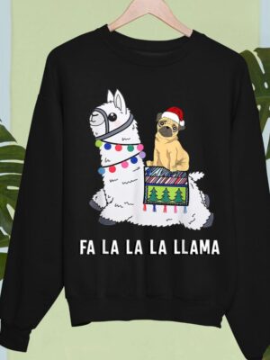 24hluxury– Pug Riding Llama Christmas Sweatshirt