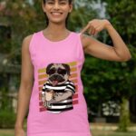 24hluxury– Pug Dog Drinking Coffee Tank Top