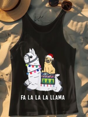 24hluxury– Pug Riding Llama Christmas Tank Top