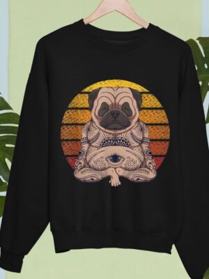 24hluxury– Retro Yoga Dog Pug Sunset Sweatshirt