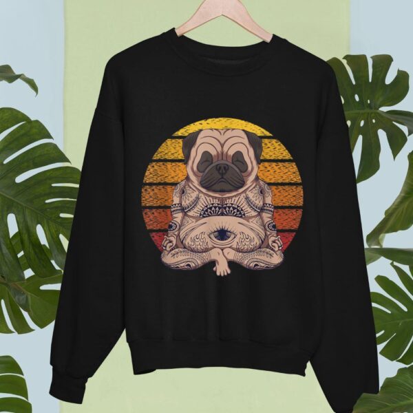 24hluxury– Retro Yoga Dog Pug Sunset Sweatshirt