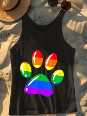 24hluxury– Rainbow Paw Print Dog Paw LGBT Pride Tank Top