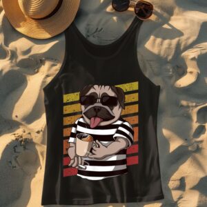 Linocasa– Pug Dog Drinking Coffee Tank Top