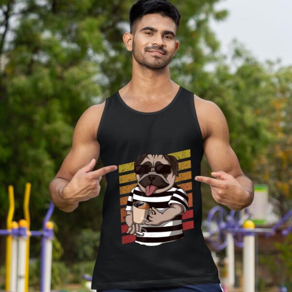 Linocasa– Pug Dog Drinking Coffee Tank Top - Image 3