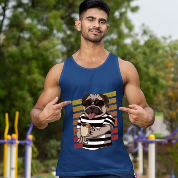 Linocasa– Pug Dog Drinking Coffee Tank Top - Image 4