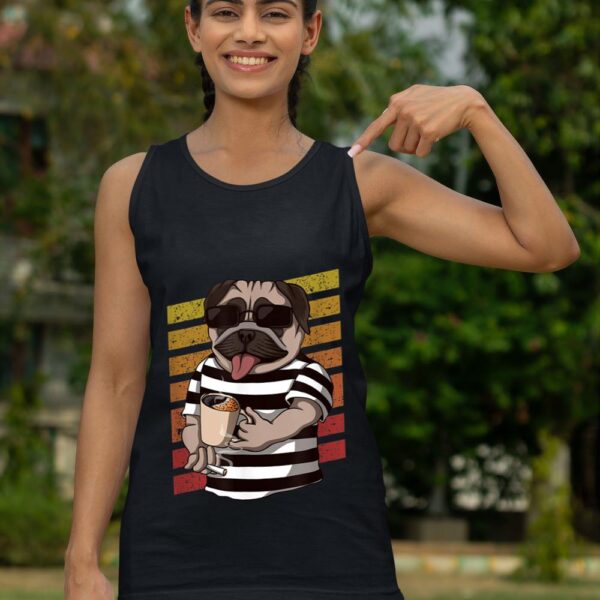 Linocasa– Pug Dog Drinking Coffee Tank Top - Image 6