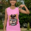 Linocasa– Pug Dog Drinking Coffee Tank Top