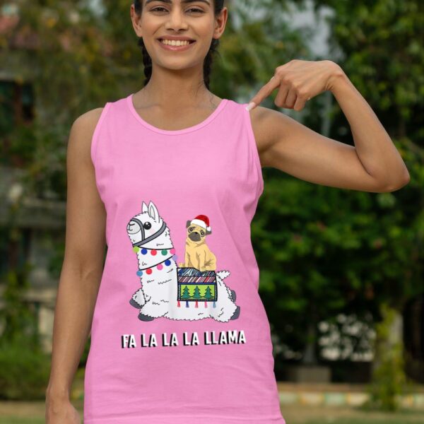 Linocasa– Pug Riding Llama Christmas Tank Top - Image 7