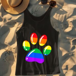 Linocasa– Rainbow Paw Print Dog Paw LGBT Pride Tank Top