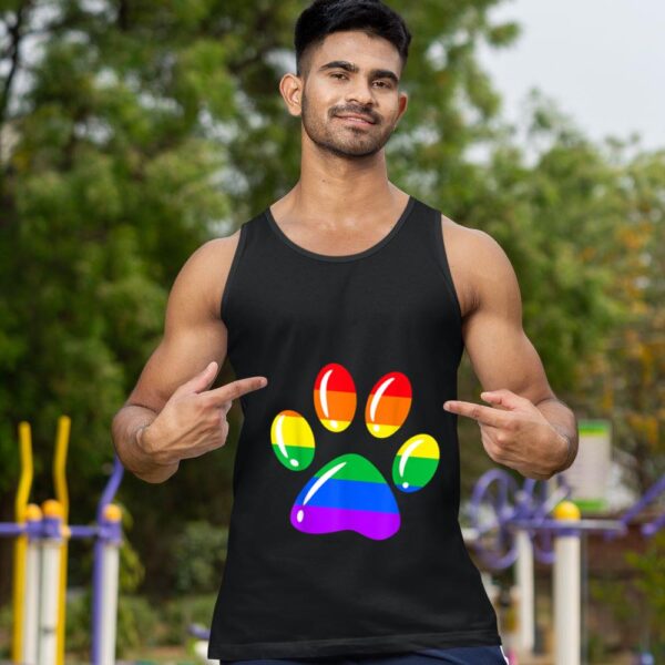 Linocasa– Rainbow Paw Print Dog Paw LGBT Pride Tank Top - Image 3