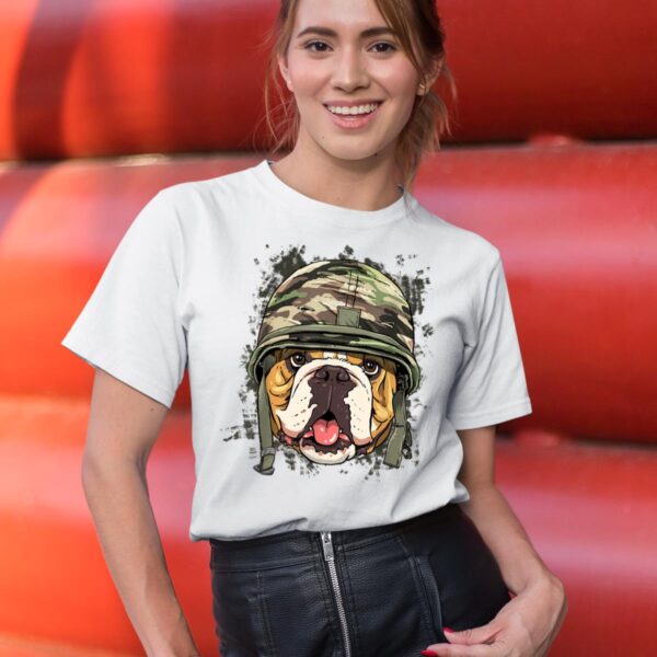 Linocasa– American Bulldog Soldier Veteran Dog T-Shirt - Image 8