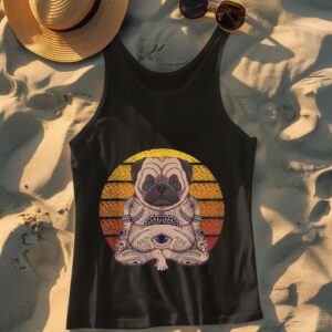 Linocasa– Retro Yoga Dog Pug Sunset Tank Top