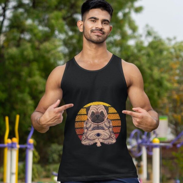 Linocasa– Retro Yoga Dog Pug Sunset Tank Top - Image 3