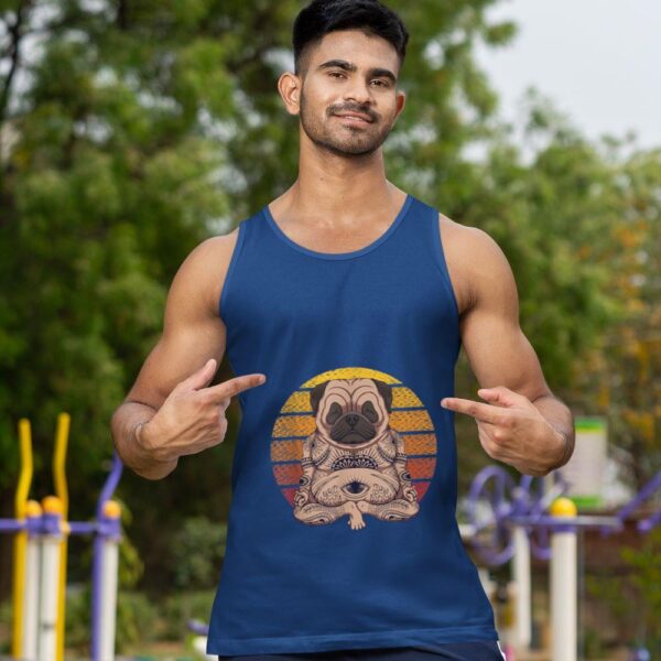 Linocasa– Retro Yoga Dog Pug Sunset Tank Top - Image 4