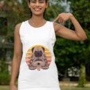 Linocasa– Retro Yoga Dog Pug Sunset Tank Top