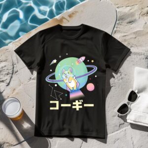 Linocasa– Astronaut Corgi Space Japanese Corgis T-Shirt