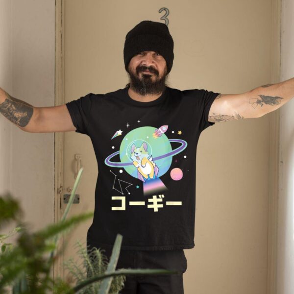 Linocasa– Astronaut Corgi Space Japanese Corgis T-Shirt - Image 3