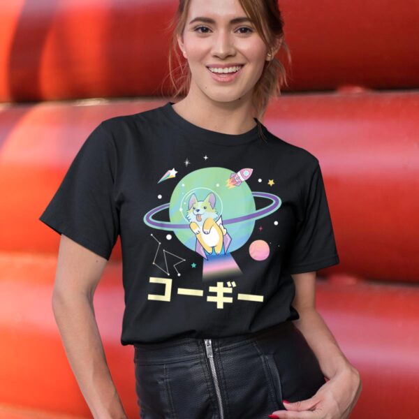 Linocasa– Astronaut Corgi Space Japanese Corgis T-Shirt - Image 6