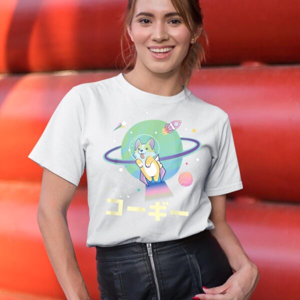 Linocasa– Astronaut Corgi Space Japanese Corgis T-Shirt - Image 8