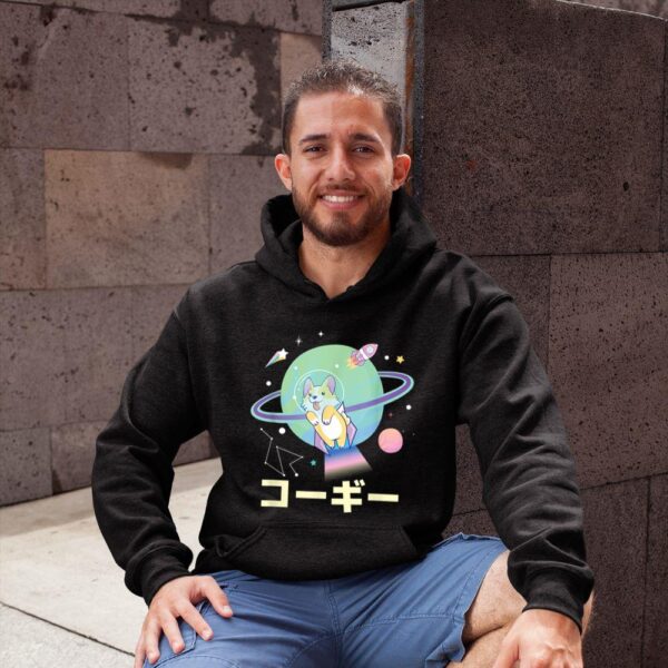 Linocasa– Astronaut Corgi Space Japanese Corgis Hoodie - Image 3
