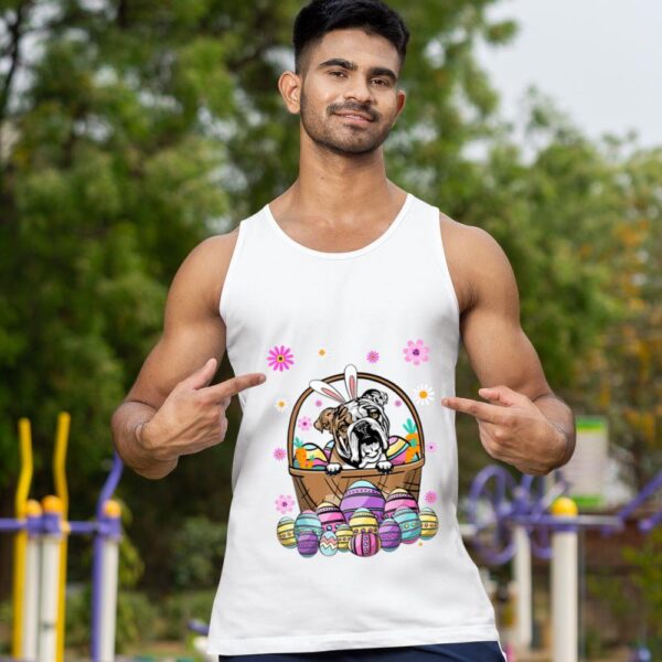 Linocasa– Bunny English Bulldog Dog Easter Eggs Tank Top - Image 5