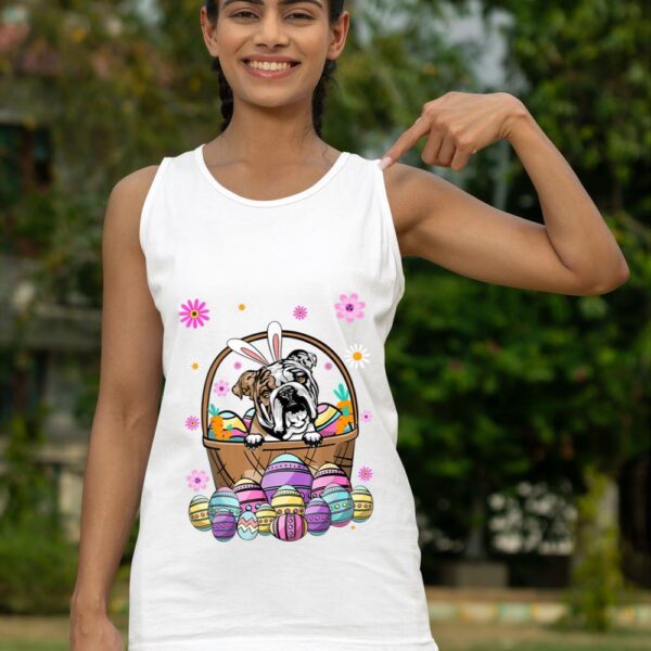 Linocasa– Bunny English Bulldog Dog Easter Eggs Tank Top - Image 8