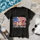 Linocasa– Corgi Mama American USA Flag T-Shirt
