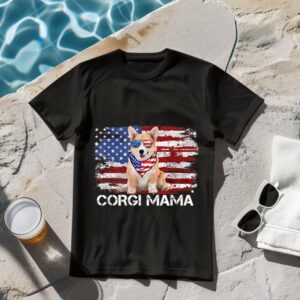 Linocasa– Corgi Mama American USA Flag T-Shirt