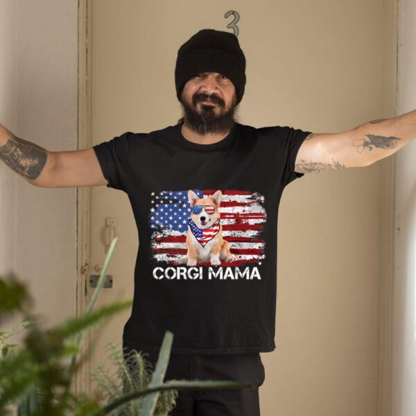 Linocasa– Corgi Mama American USA Flag T-Shirt - Image 3