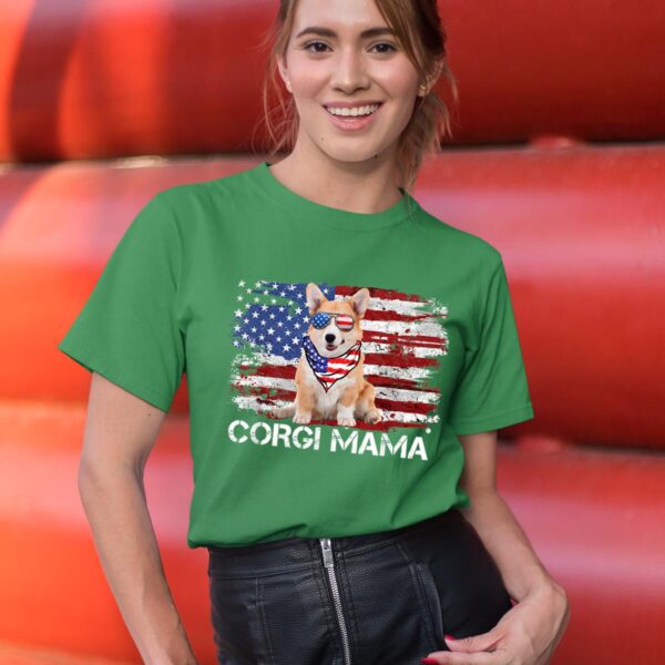 Linocasa– Corgi Mama American USA Flag T-Shirt - Image 7
